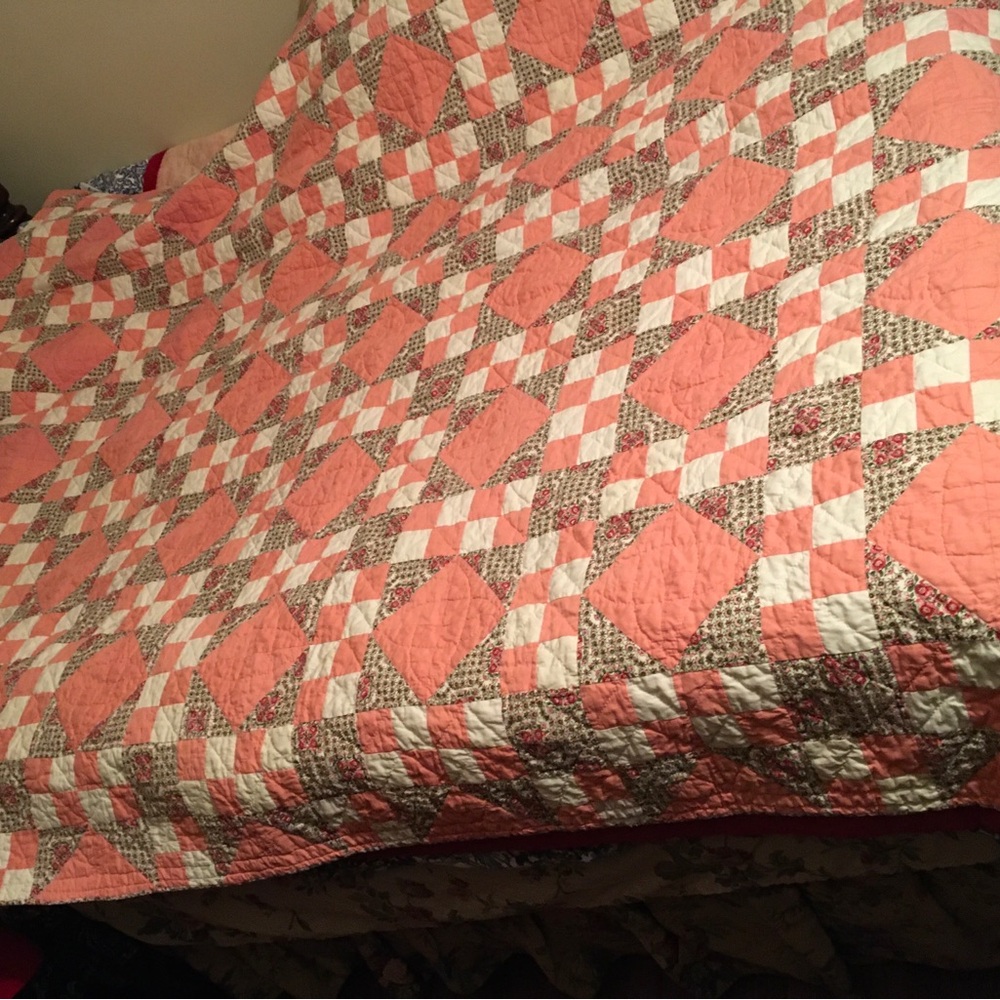 Homemade Patchwork Hand Sewn Cotton Quilt, ~66”x86”